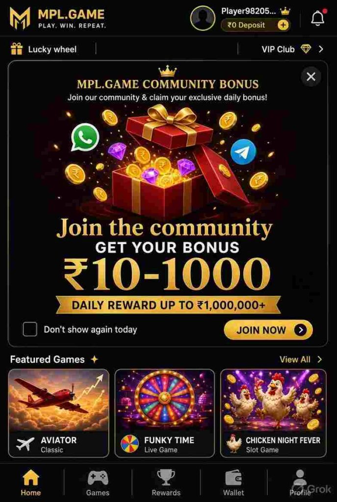 MPL Game community bonus WhatsApp Telegram offer